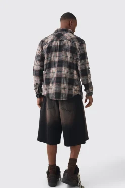 Woven MAN Tab Pocket Checked Shirt | BoohooMAN UK