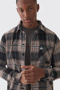 Woven MAN Tab Pocket Checked Shirt | BoohooMAN UK