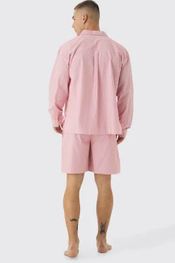 Woven Oversized Shirt & Short Lounge Set | BoohooMAN UK
