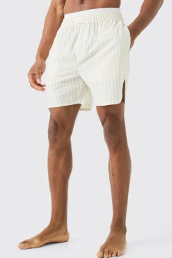 Woven Stripe Double Waistband Short | BoohooMAN UK