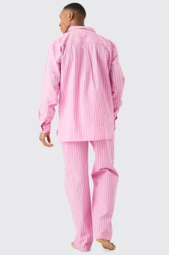 Woven Stripe Lounge Shirt | BoohooMAN UK