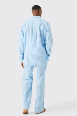 Woven Stripe Lounge Shirt | BoohooMAN UK