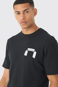 Woven Tab Lounge Top | BoohooMAN UK