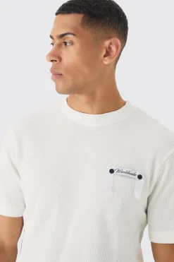 Woven Tab Lounge Top | BoohooMAN UK