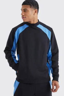 Zip Detail Colour Block Sweatshirt Tracksuit | BoohooMAN UK