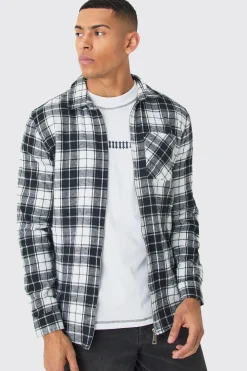 Zip Through Check Shirt | BoohooMAN UK