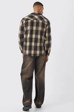 Zip Through Check Shirt | BoohooMAN UK