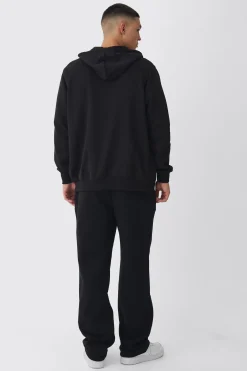 Zip Through Heart Embroidered Hoodie | BoohooMAN UK