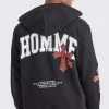 Zip Through Homme Graphic Hoodie | BoohooMAN UK