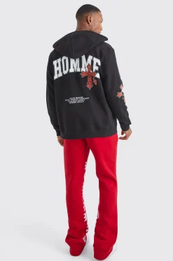 Zip Through Homme Graphic Hoodie | BoohooMAN UK